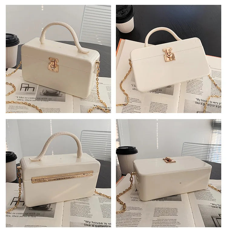 Snake Handle Evening Bags Chains Crossbody Purses Box Clutch Bag Women Party Dre
