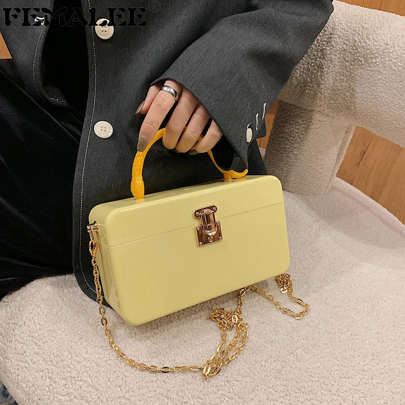 Snake Handle Evening Bags Chains Crossbody Purses Box Clutch Bag Women Party Dre