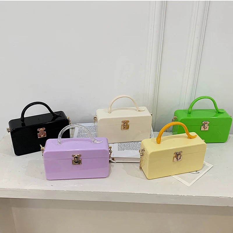 Snake Handle Evening Bags Chains Crossbody Purses Box Clutch Bag Women Party Dre
