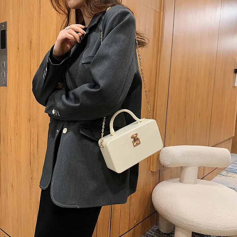 Snake Handle Evening Bags Chains Crossbody Purses Box Clutch Bag Women Party Dre