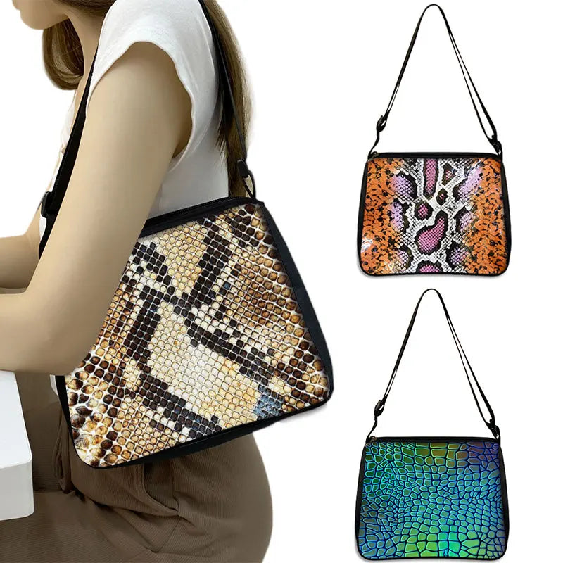 Snake Print Shoulder Bag Snake-Shaped Handbag Messenger Bags Woman