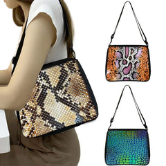Snake Print Shoulder Bag Snake-Shaped Handbag Messenger Bags Woman