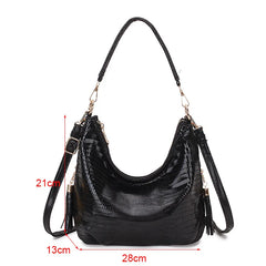 Snake Print Messenger Bag Women's Crossbody Shoulder Handbag Silver