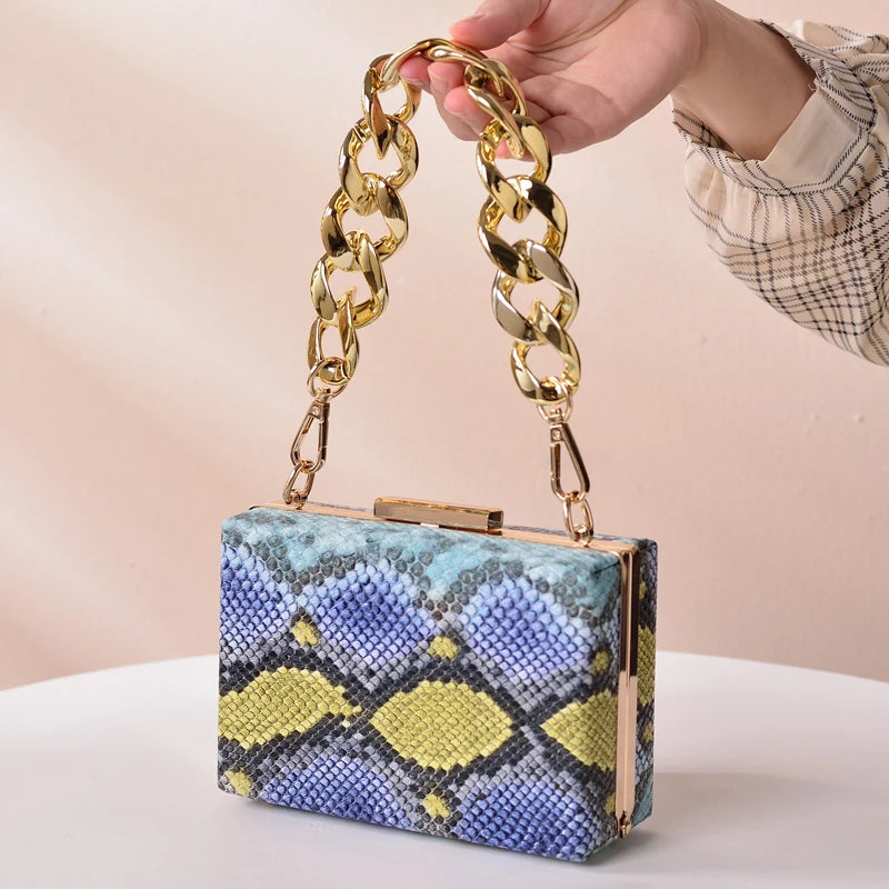 Snake Print Crossbody Handbag Shoulder Bag Unique Elegantes Clutch
