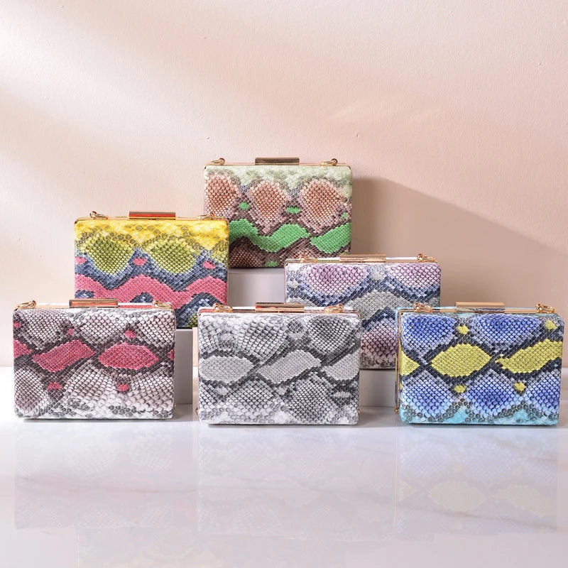 Snake Print Crossbody Handbag Shoulder Bag Unique Elegantes Clutch