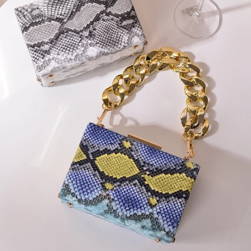 Snake Print Crossbody Handbag Shoulder Bag Unique Elegantes Clutch