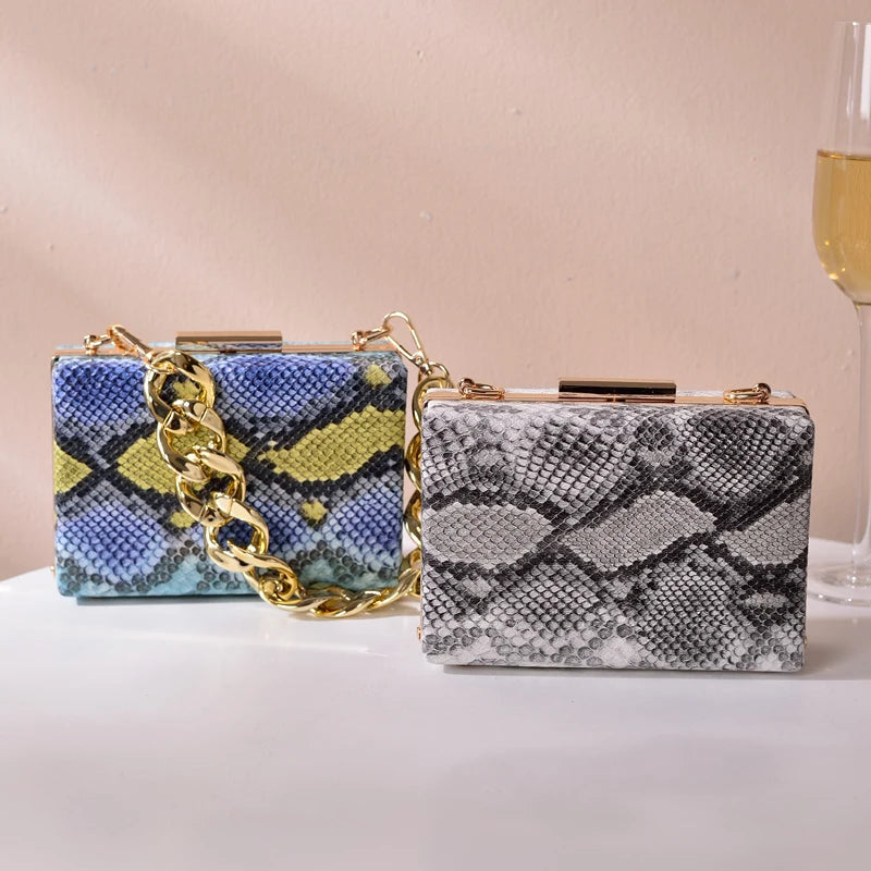 Snake Print Crossbody Handbag Shoulder Bag Unique Elegantes Clutch