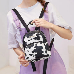 Snake Printed Women Backpack PU Leather College Schoolbag Travel Bag