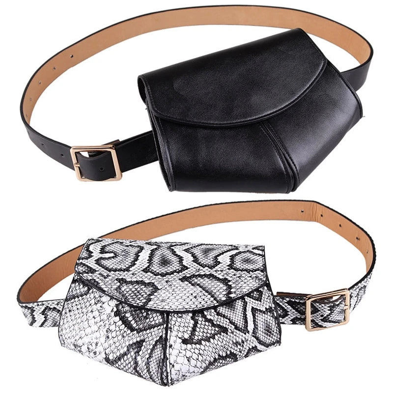 Snake Pattern Fanny Pack Women's Waist Bag Streetwear Chest Bag Mini Heart Type