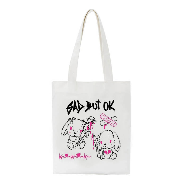 Snake Print Canvas Bag Skull Gothic Large-Capacity Shopper Bag