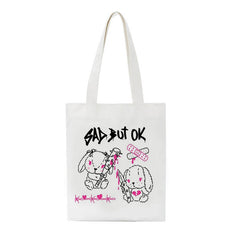 Snake Print Canvas Bag Skull Gothic Large-Capacity Shopper Bag