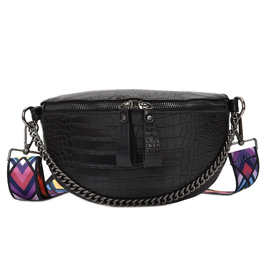 Snake Skin Shoulder Bag for Men and Women