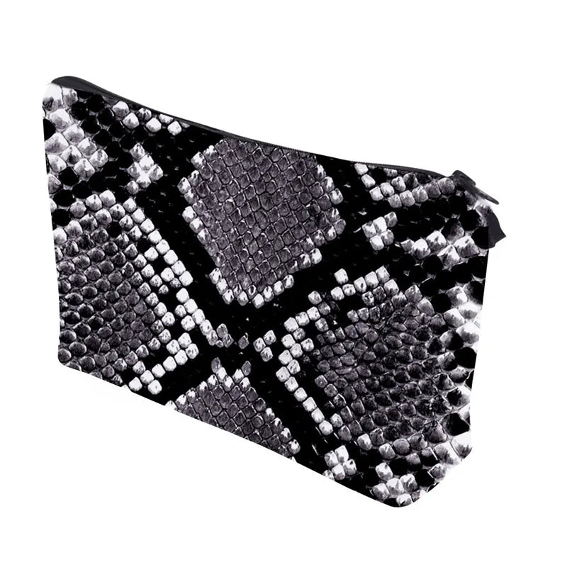 Snakeskin 3D Printing Makeup Bag Cosmetic Organizer Bag Women Storage Bag
