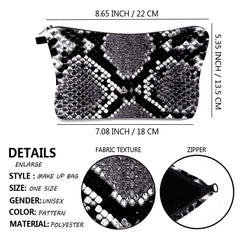 Snakeskin 3D Printing Makeup Bag Cosmetic Organizer Bag Women Storage Bag