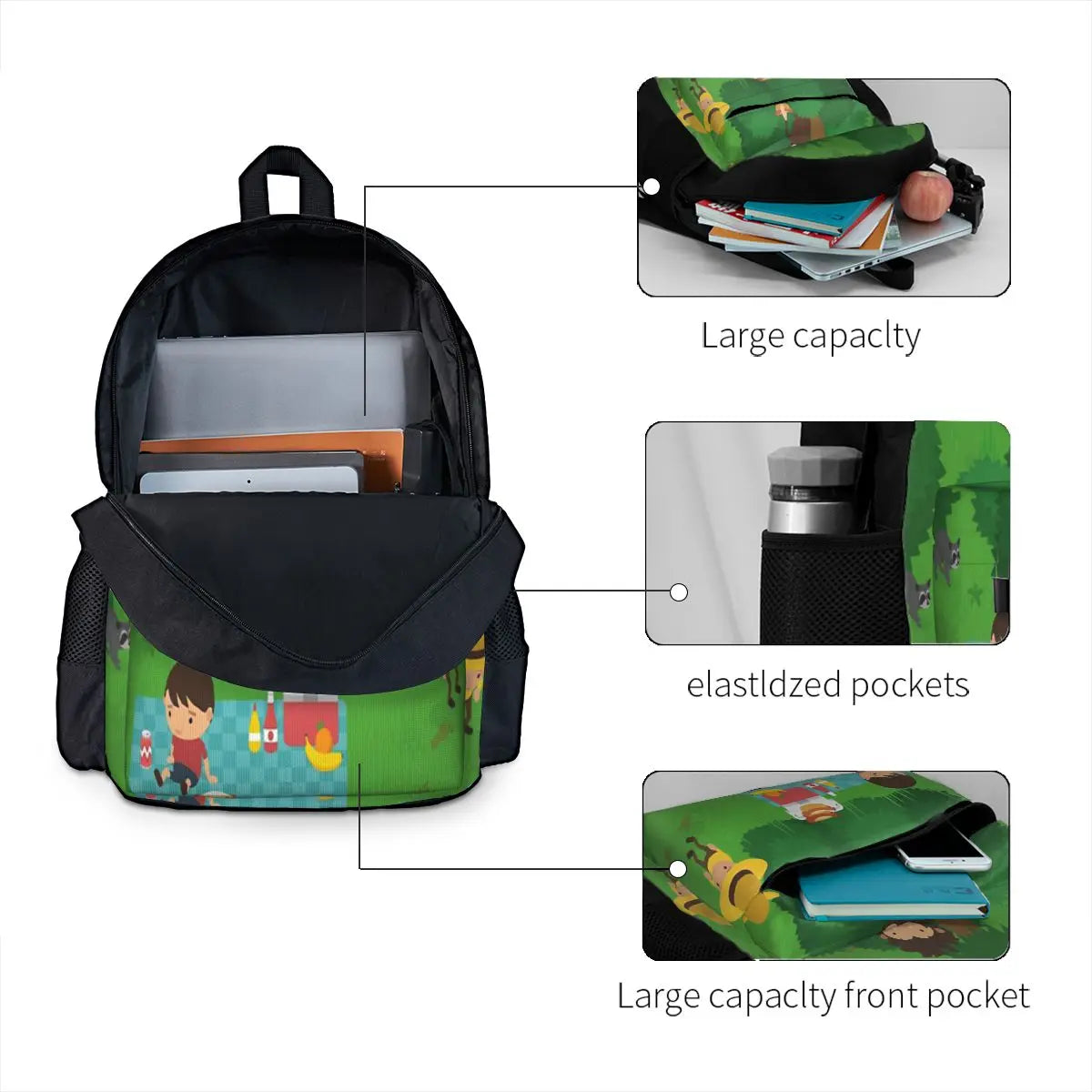 Sasquatch Picnic Backpack Vintage Men's Women's Bags