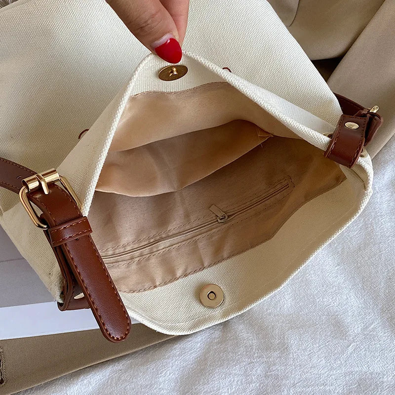 Fashion Satchel Bag for Women Canvas Tote Shopping Handbag