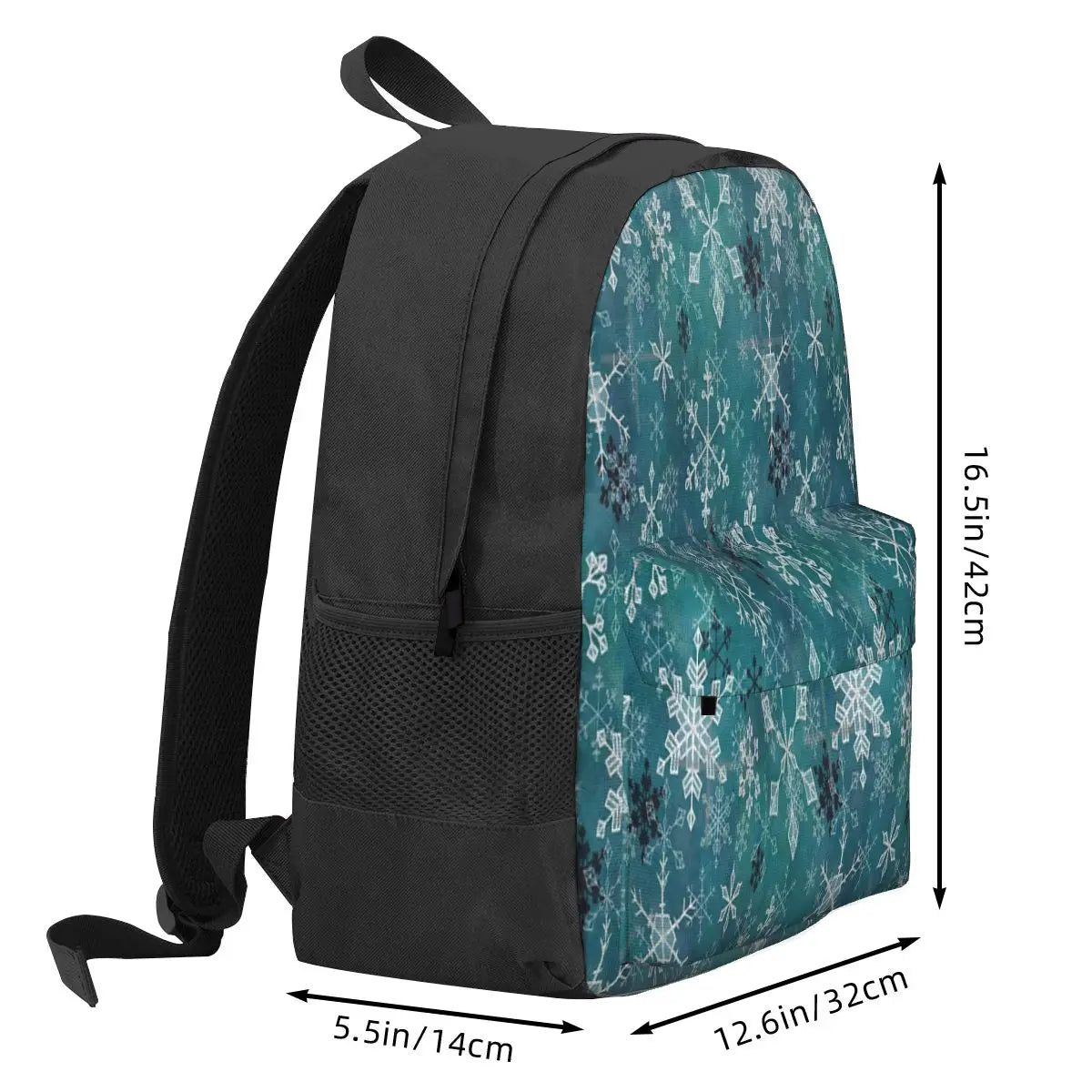 Snowflake Crystals Teal Backpacks Men Women Travel School Bags