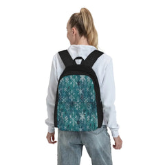 Snowflake Crystals Teal Backpacks Men Women Travel School Bags