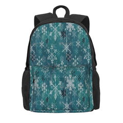 Snowflake Crystals Teal Backpacks Men Women Travel School Bags