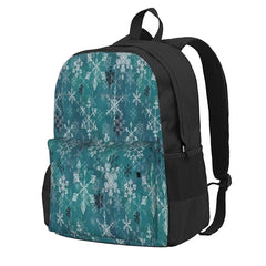 Snowflake Crystals Teal Backpacks Men Women Travel School Bags
