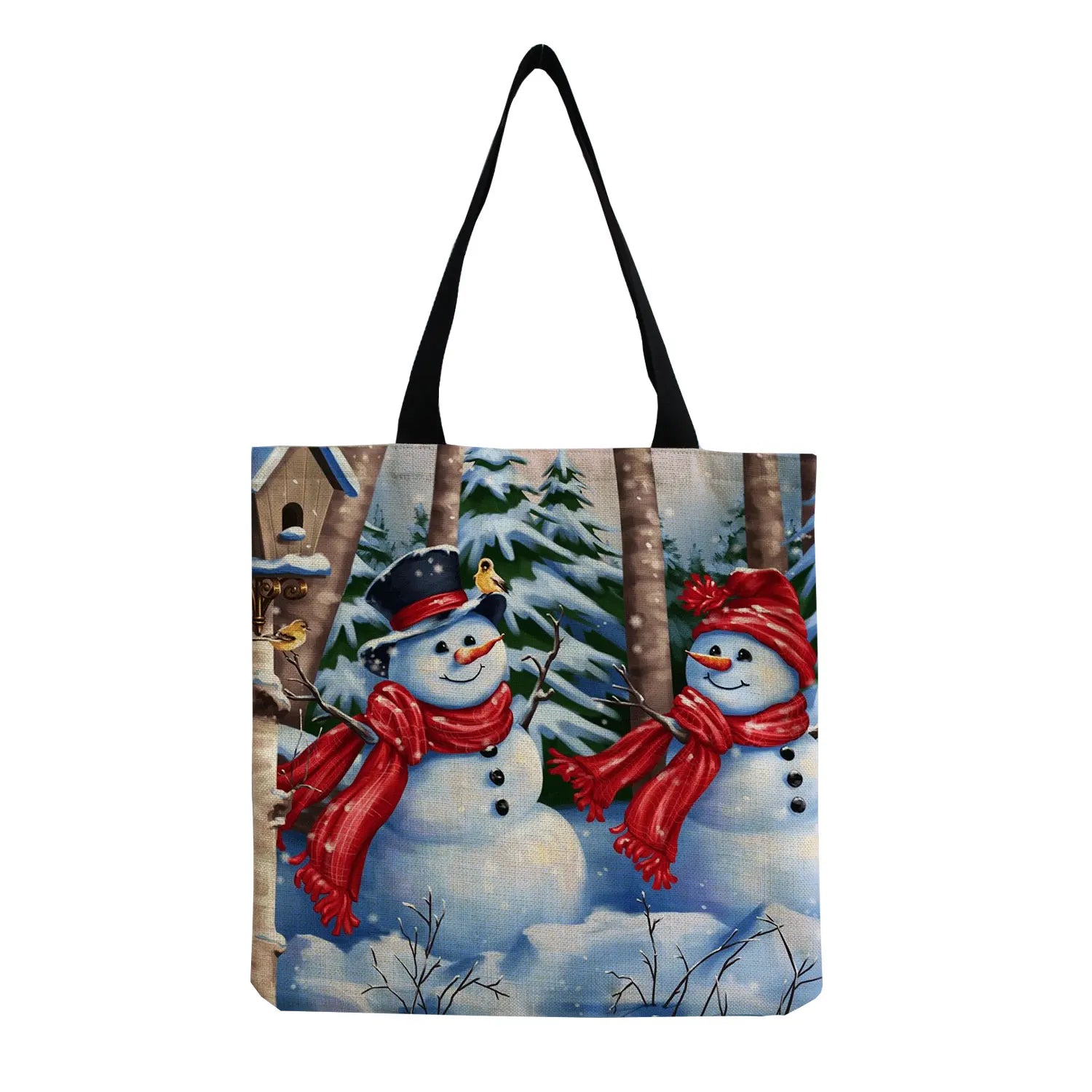 Snowman Print Christmas Tote Bag
