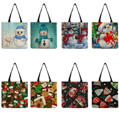 Snowman Print Christmas Tote Bag