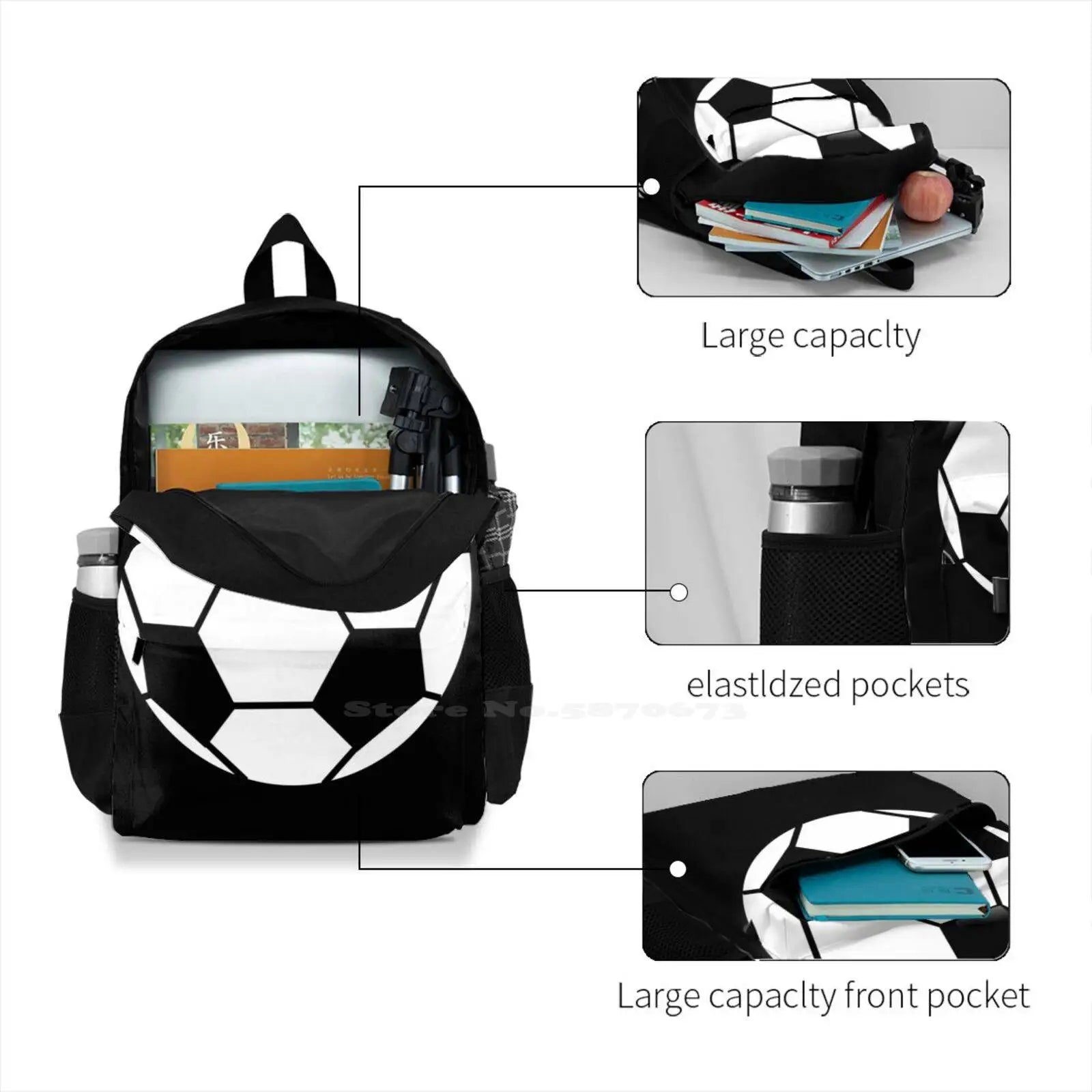 Soccer Ball Football Sports Large Capacity Backpack