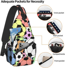 Soccer Balls Chest Bags Crossbody Sling Bag Travel Hiking Backpack