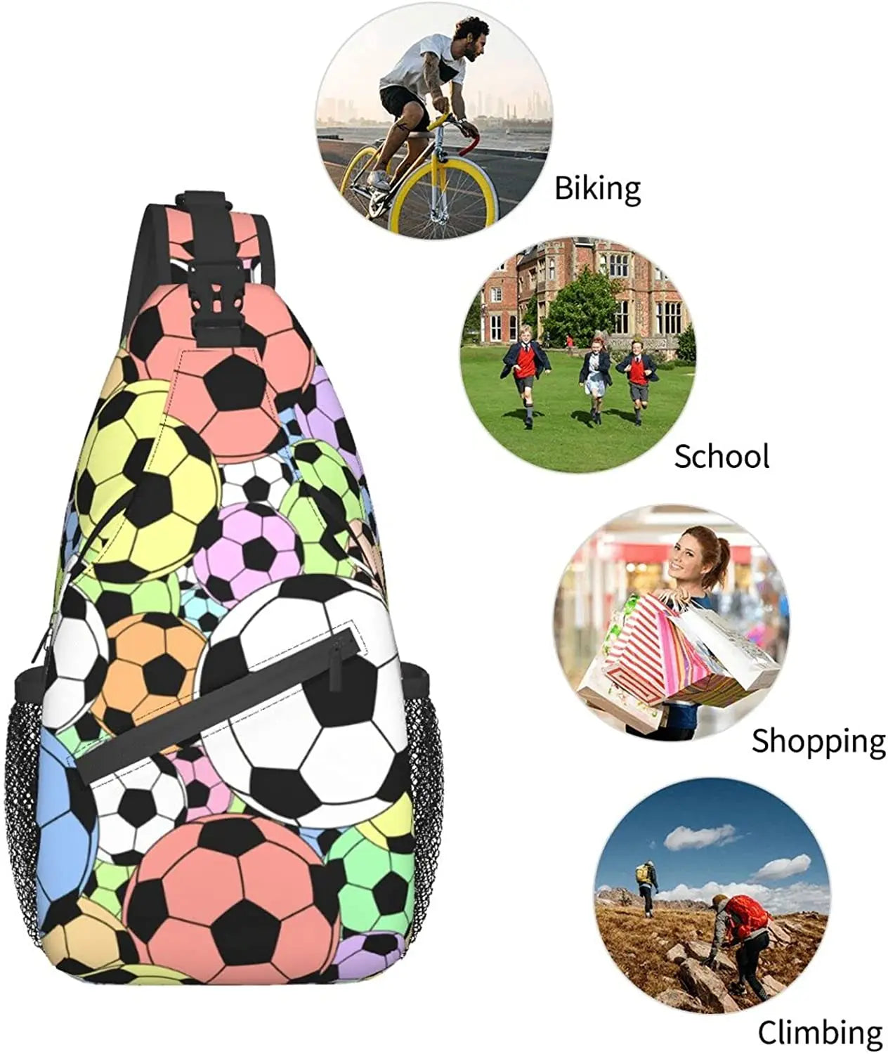 Soccer Balls Chest Bags Crossbody Sling Bag Travel Hiking Backpack