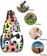 Soccer Balls Chest Bags Crossbody Sling Bag Travel Hiking Backpack