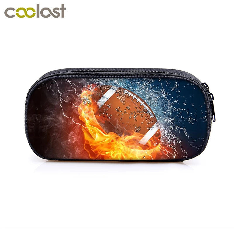 Soccerly Print Cosmetic Cases Pencil Bag Boys School Bags Kids Pencil Box