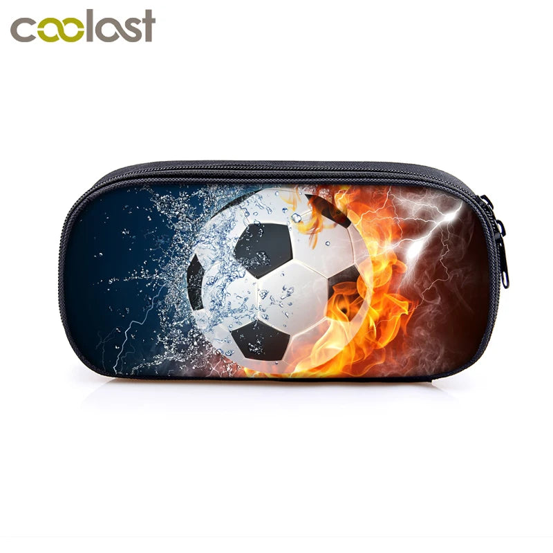 Soccerly Print Cosmetic Cases Pencil Bag Boys School Bags Kids Pencil Box