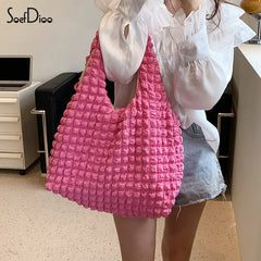 Soefdioo Pleated Shoulder Bag Soft Large Capacity Handbag Women Cloud Tote Bag