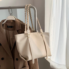 Soft Big Tote Bags For Women Large Capacity A4 Work Female Braiding Shoulder Bag