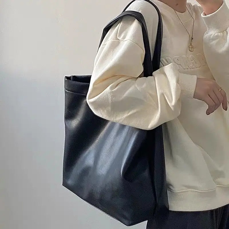 Soft PU Shoulder Bags Women Texture Underarm Totes Large Capacity