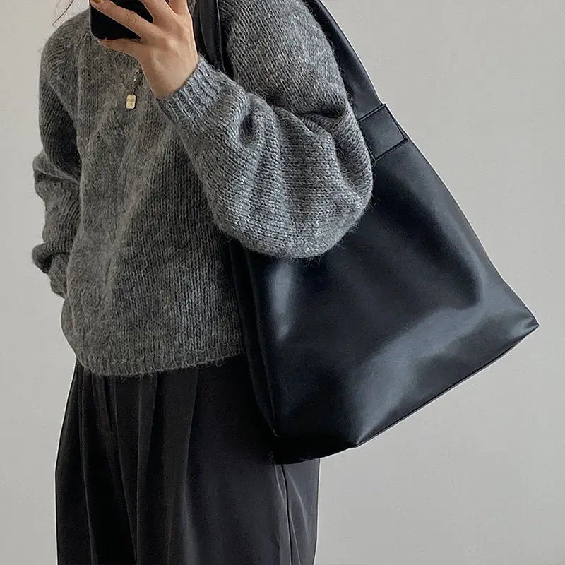 Soft PU Shoulder Bags Women Texture Underarm Totes Large Capacity