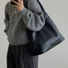 Soft PU Shoulder Bags Women Texture Underarm Totes Large Capacity