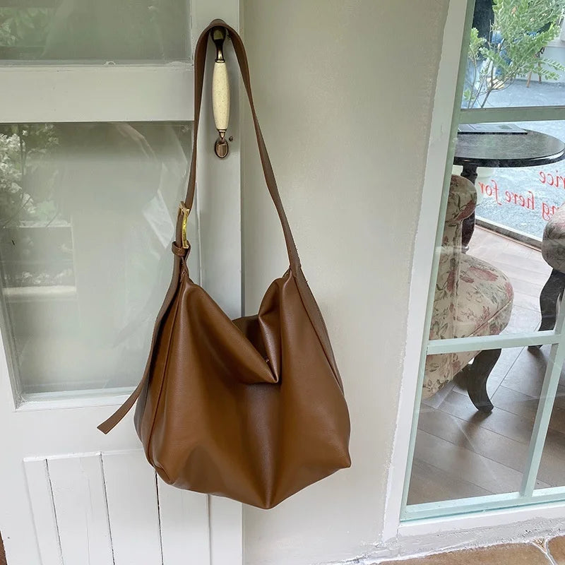 Soft Collapse Style Single Shoulder Bag 14inch Laptop Bag Big Bag Women's Sling