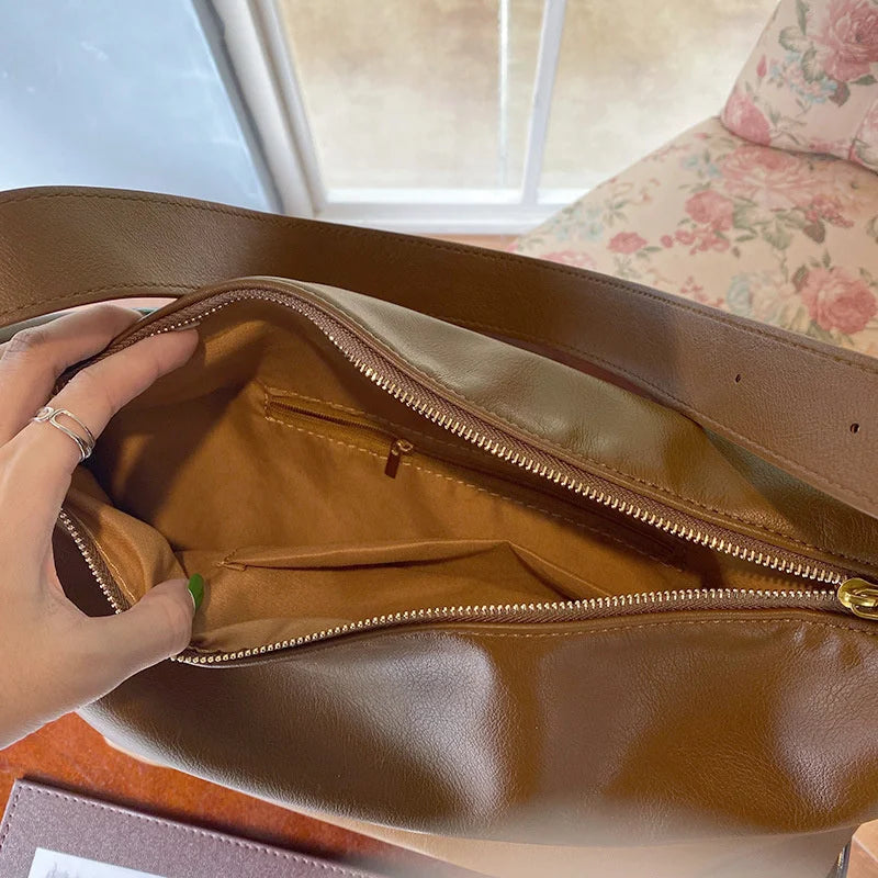 Soft Collapse Style Single Shoulder Bag 14inch Laptop Bag Big Bag Women's Sling