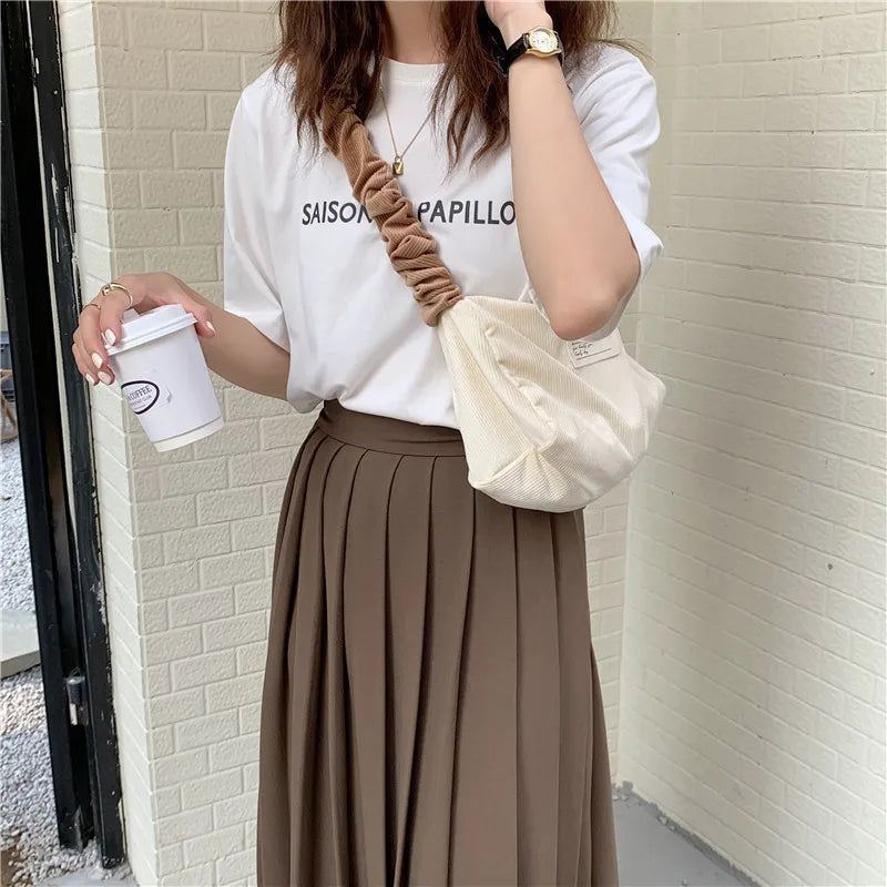 Soft Corduroy Bag Handbags for Women Shoulder Bags Eco Storage