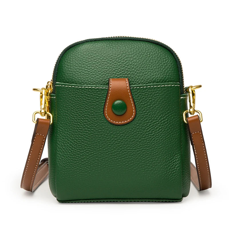 Soft Cow Leather Purses Women Phone Bag Button Crossbody Bags for Lady
