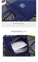 Soft Denim Ripped Zipper Shoulder Bag Female Student Lightweight Tote Bag