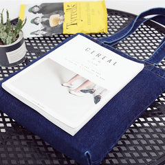 Soft Denim Ripped Zipper Shoulder Bag Female Student Lightweight Tote Bag