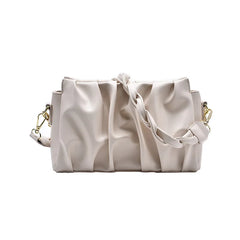 Soft-Faced Solid Folds Magnetic Buckle Handbag Women Zipper PU Underarm Shoulder