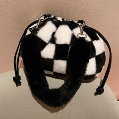 Faux Fur Shoulder Bags for Women Ladies Plush Hand Bags Clutch Purse