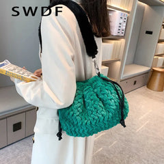 Faux Fur Shoulder Bags for Women Ladies Plush Hand Bags Clutch Purse