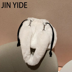 Soft Faux Fur Shoulder Bags Women Ladies Plush Hand Bags Clutch Purse