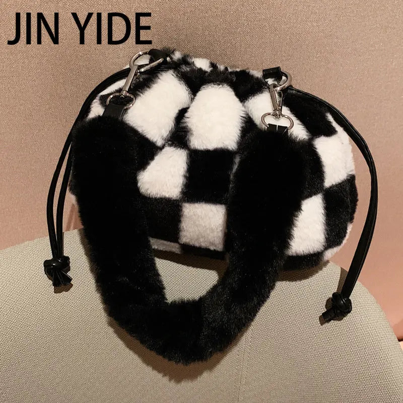 Soft Faux Fur Shoulder Bags Women Ladies Plush Hand Bags Clutch Purse