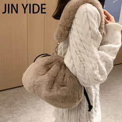 Soft Faux Fur Shoulder Bags Women Ladies Plush Hand Bags Clutch Purse