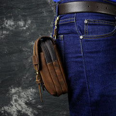 Small Leather Travel Bag Waist Pack Phone Pouch Men 014